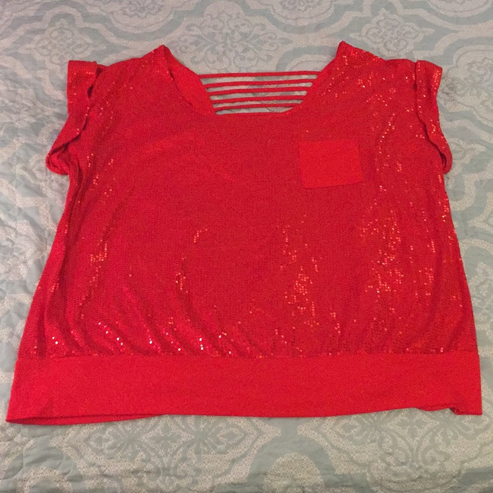 Sequined Red Top